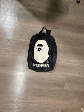 BAPE A Bathing Ape Ape Head Mini Backpack Black White By Bathing Ape Logo